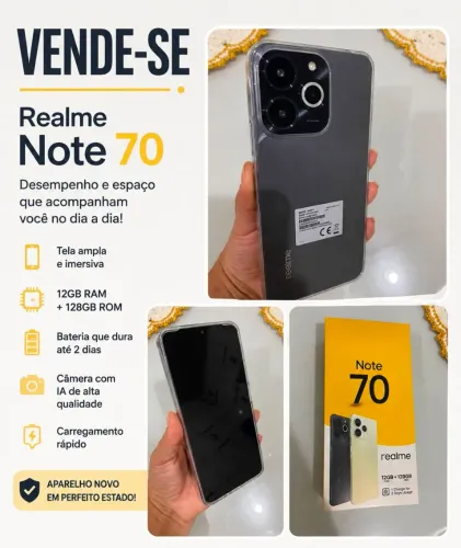 Realme note 70, 8GB ram, 128gb de armazenamento