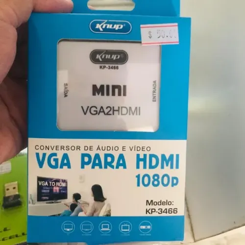 Conversor de áudio e vídeo VGA para HDMI