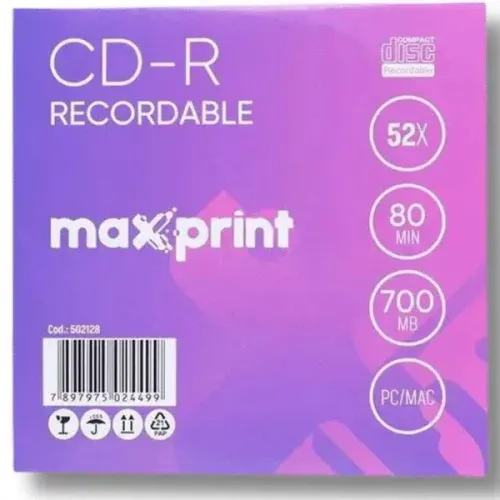 KIT C/ 50 (Cinquenta) - CD-R / Maxprint C/ Capa