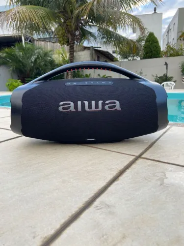 Caixa de som Aiwa boombox plus AWS BBS 02 b bluetooth amplificada 200w USB preto 