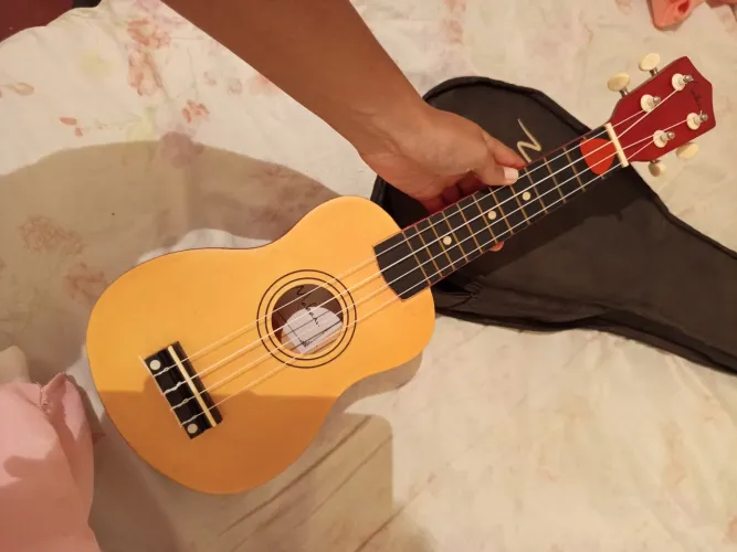 UKULELE NOVO CAPA CORDAS EXTRAS E PALHETA