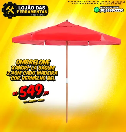 Ombrelone Xangri-lá Bagum 2,40M Cabo Madeira Cor Vermelho Bel