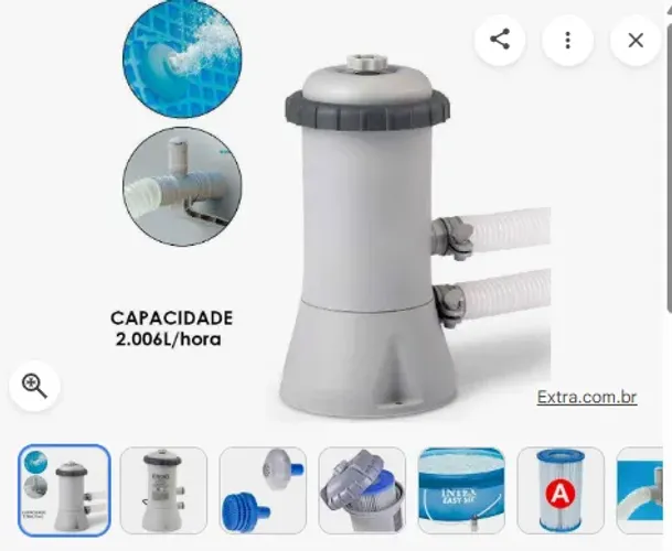 Bomba filtro piscina Intex 2.006l/h + dois refis novos