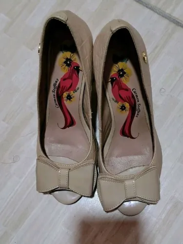 peep toe carmen steffens bege 34