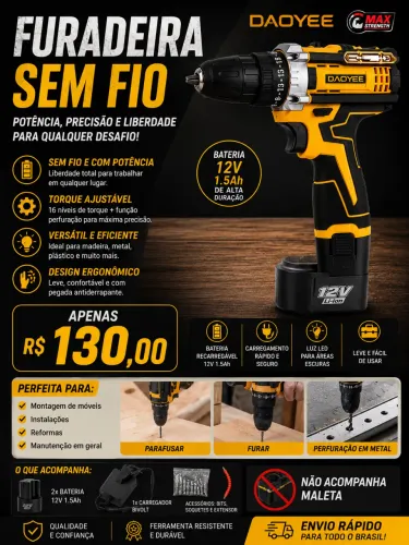 Parafusadeira furadeira marca DAOYEE