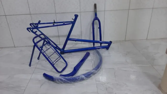 Quadro Bicicleta Aro 26 Poti Completo C/ Garfo Azul