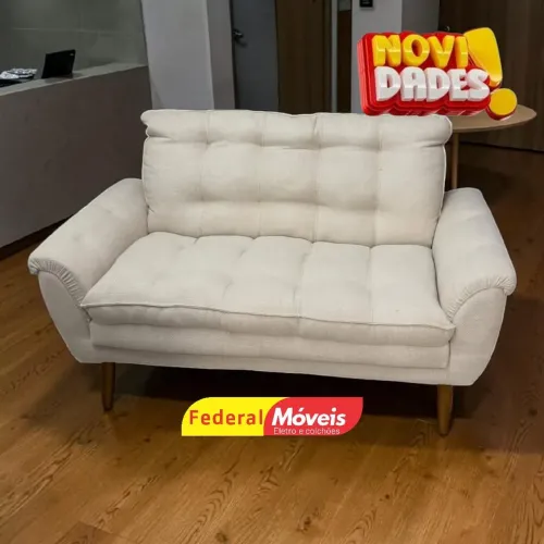 Poltrona para Recepção Namoradeira 2 lugares Tecido Boucle Bege - Entregamos