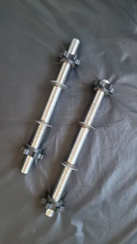 2 barras para halteres, 40cm, rosca rápida cromada com presilhas para musculação 