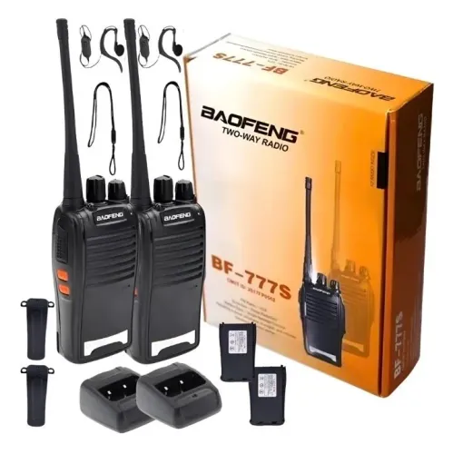 Kit Par 2 Radio Baofeng 777s Walk Talk Comunicador 16 Canais