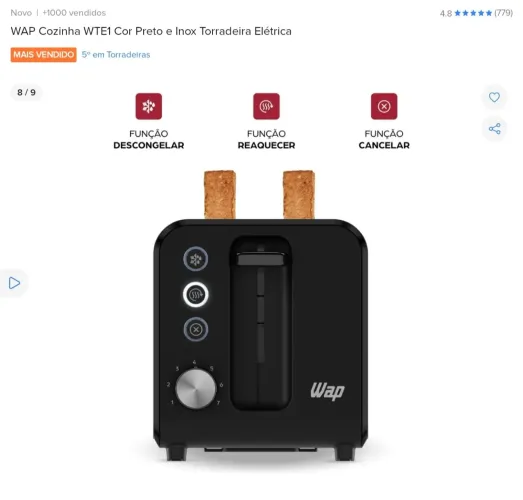 Torradeira elétrica WAP 220v  - sem uso 