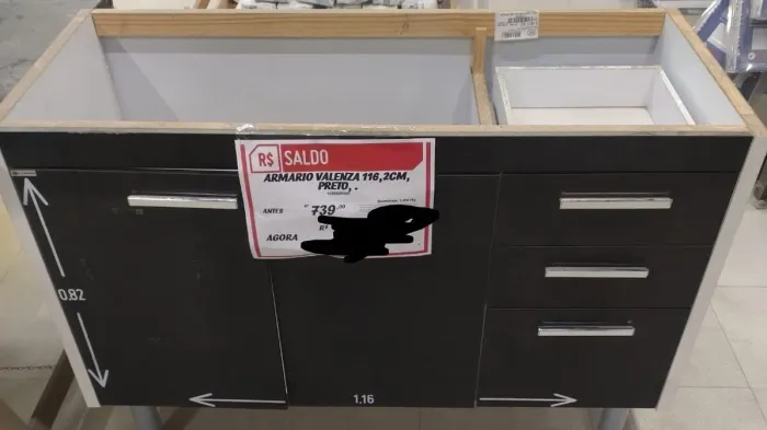 Gabinete pia para cozinha com gaveta e porta