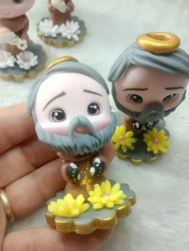 Mini Santinho São Padre Pio em Biscuit