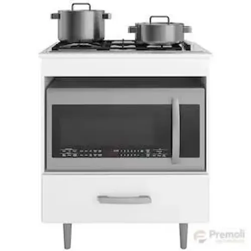 Balcão Cooktop 4 Bocas 1 Gaveta Micro-ondas Cor Branco