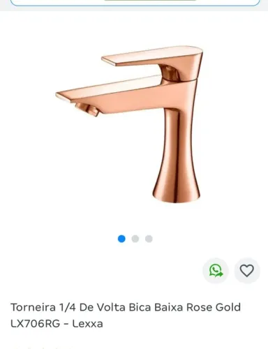 Torneira Lexxa 1/4 de volta Bica Baixa Rose Gold, LX706RG