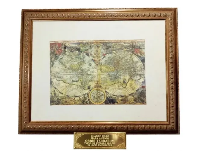 quadro antigo raro Orbis Terrarum Typus de Integro Multis in Locis Emendatus