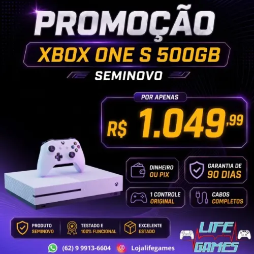Xbox one S seminovo c/ garantia, loja física