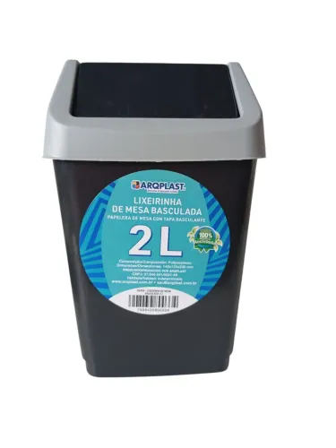 Mini Lixeira Mesa Escritório Basculante 2 Lts Arqplast