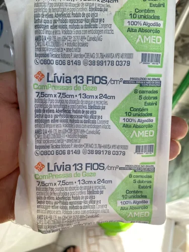 500 pacotes de Gaze hospitalar estéril 13 fios