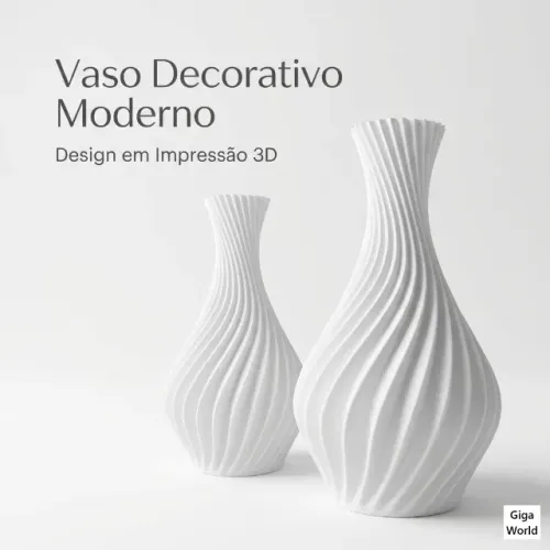 Kit 2 Vasos Decorativos Modernos em Espiral | Impressão 3D | Design Minimalista