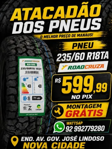 PNEU 235/60/18 TA ROADCRUZA R$ 599,99 NO PIX