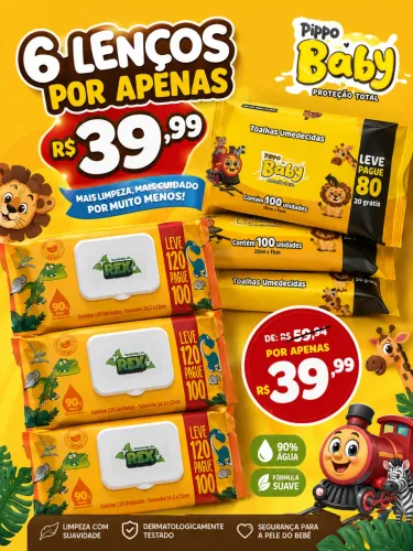 Kit 6 lenços umedecido por 40,00