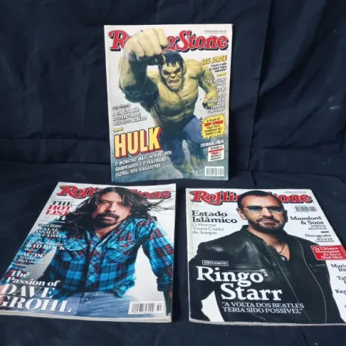 Lote Com 3 Revistas Rolling Stones Antigas Importada USA e Nacional Coleção de rock