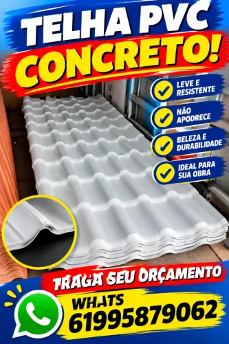 Telha pvc cor concreto plan 2.42x88 a vista R$79,90