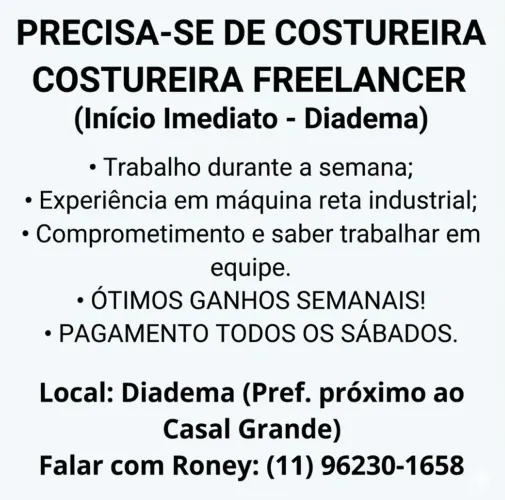 Costureira free lancer