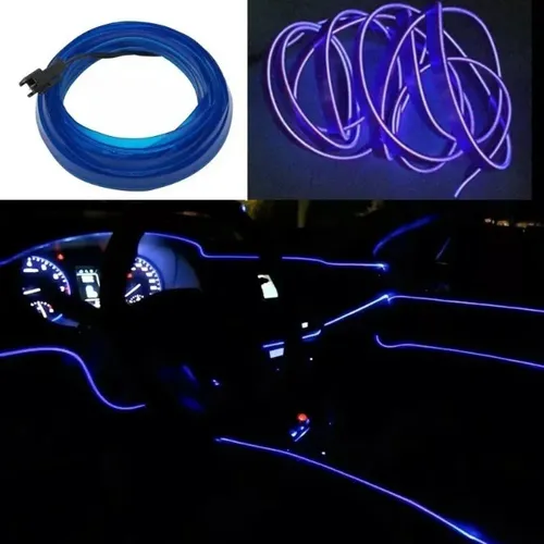 Fita De Led Tipo Neon Painel Interior Carro 5 M Azul