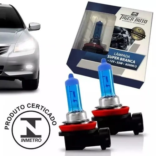 Kit Par Lâmpada Super Branca H8 35w 12v Efeito Xenon Premium Inmetro