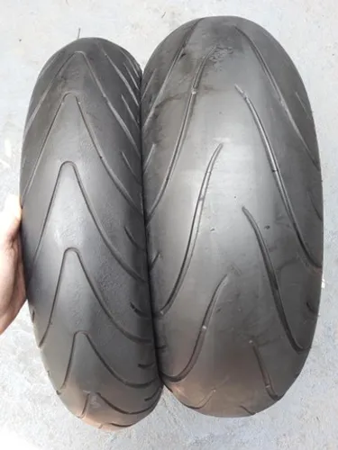 Par de pneus michelin road 2 120/70-17 e 190/50-17