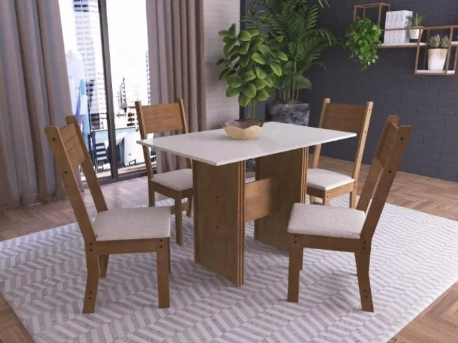Mesa de Jantar Luiza C 4Cdrs Noce/Off White Até 12x - Frete Grátis