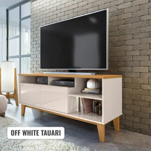 Bancada tauros Para Tv De Até 55 Polegadas Freijó Off White - Montagem Grátis 