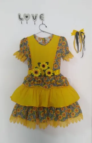 Vestido Infantil Festa Junina Girassol