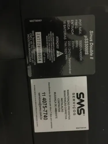 Nobreak SMS Sinus Double II 5000VA