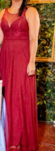 Vestido Longo Festa cor marsala .