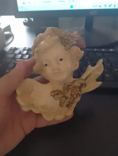 Escultura de anjo em papel Marché lindo e antigo para colecionadores