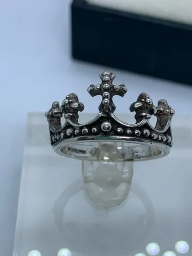 anel coroa cruz de prata 925