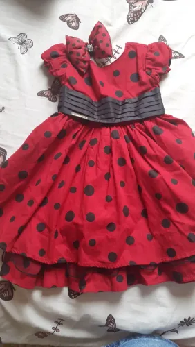 Vestido joaninha, Lady bug ou joaninha 1 a 2 anos