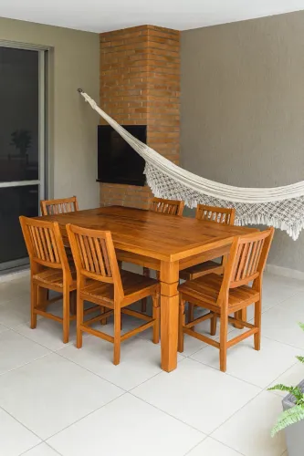 Mesa Jantar Kit Com 6 Cadeiras - Madeira De Demolição 