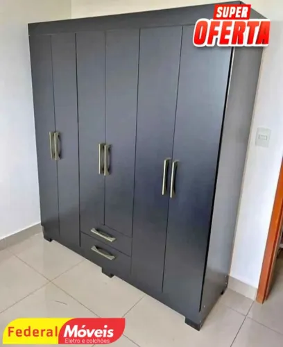 Guarda Roupa 6 Portas 1,57m ALL BLACK (TEMOS CREDIÁRIO)