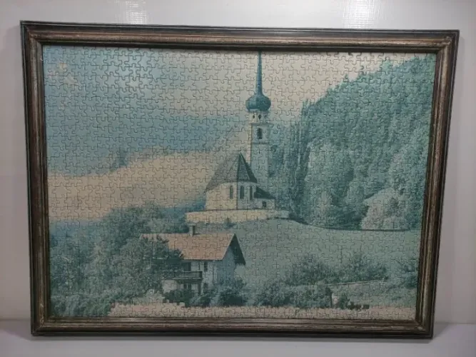 Quadro Imagem Em Quebra Cabeças Moldura De Madeira Raro 3zs Verde-claro Marrom (Usado)