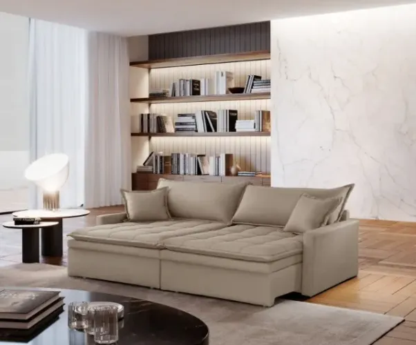 Sofá Cama Baú 2,10m D28 Lê Estofado Novo Fazemos Entrega