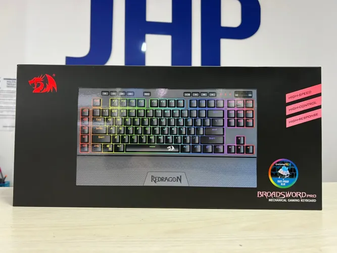 Teclado Gamer Mecânico Redragon Broadsword Pro RGB Preto Switch Azul - Loja Física
