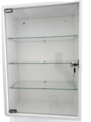 vitrine MDF suspensa 20 x 44 x 64cm - branca com vidros 4mm temperado