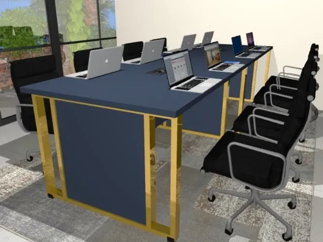 Mesa de Reunião Gold Delluxe Alto Padrão, Com Tomadas. L360cm x P120cm xA74cm