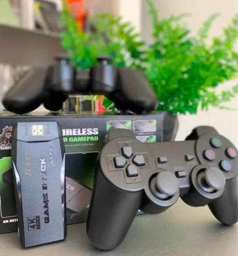 ?Promoção Videogame Stick 4K 64gb 2 Controles Sem Fio Console Portatil Jogos Retro - Novo