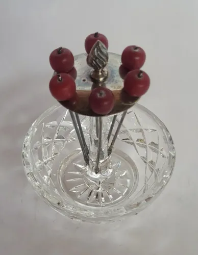 Suporte para Palitos de Coquetel em Prata Esterlina e Cristal - Mappin & Webb, Londres
