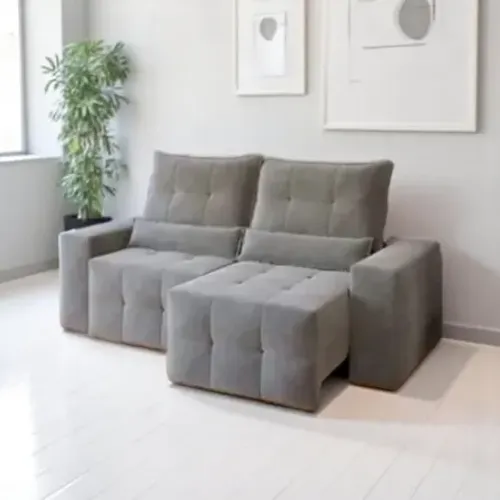 Sofá Retrátil e Reclinável Lisboa Cinza (em estoque)