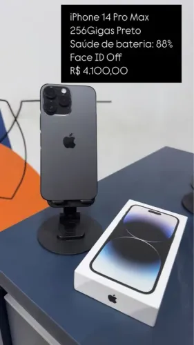 iPhone 14 Pro Max 256GB Preto - Semi Novo / Face ID Off